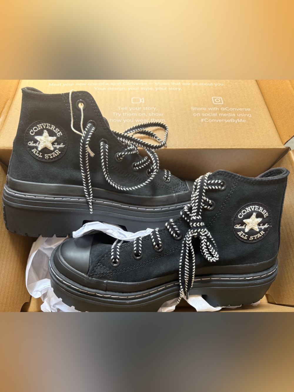 Converse Black Platform High-Top Lace-Up Booties